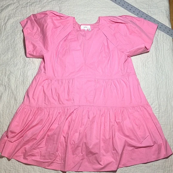 A.L.C. Camilla Pink Puff Sleeve Cotton Dress - Picture 2 of 8